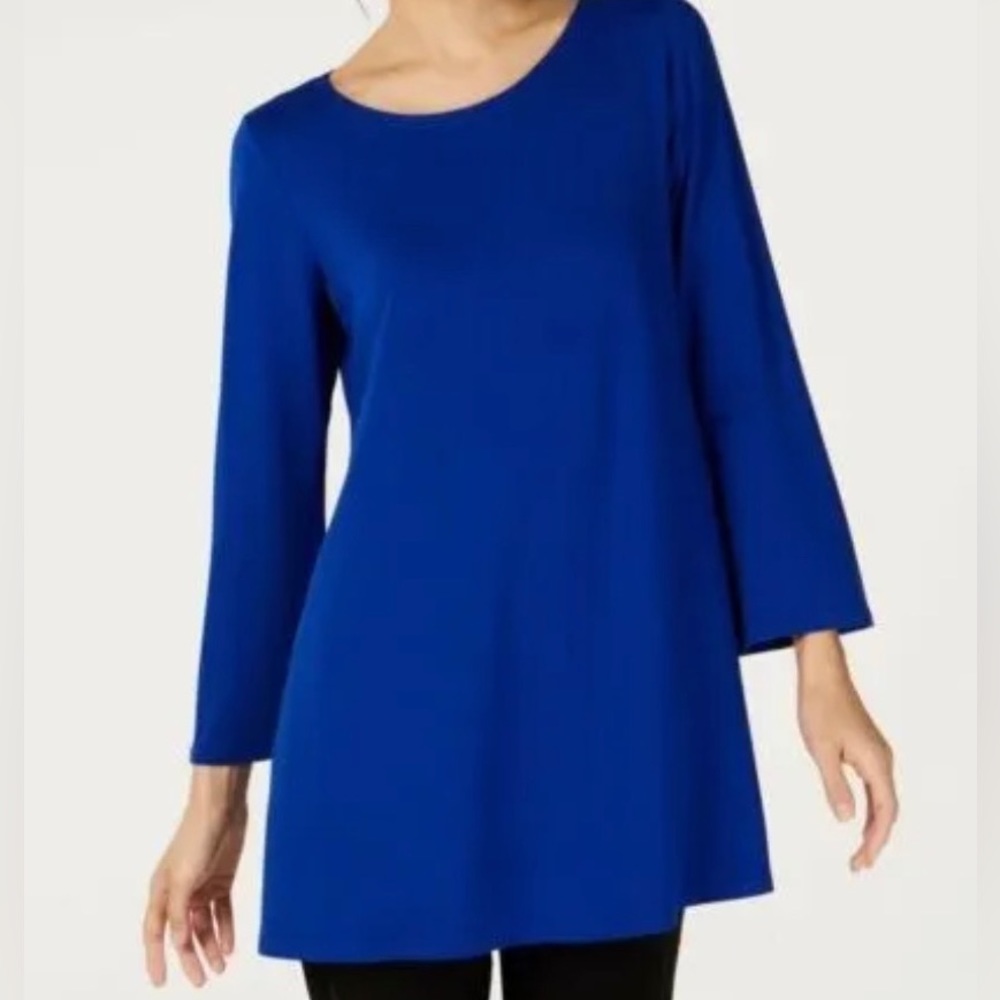 NWOT- Eileen Fisher Royal Blue Viscose Jersey Ballet Neck Tunic Top